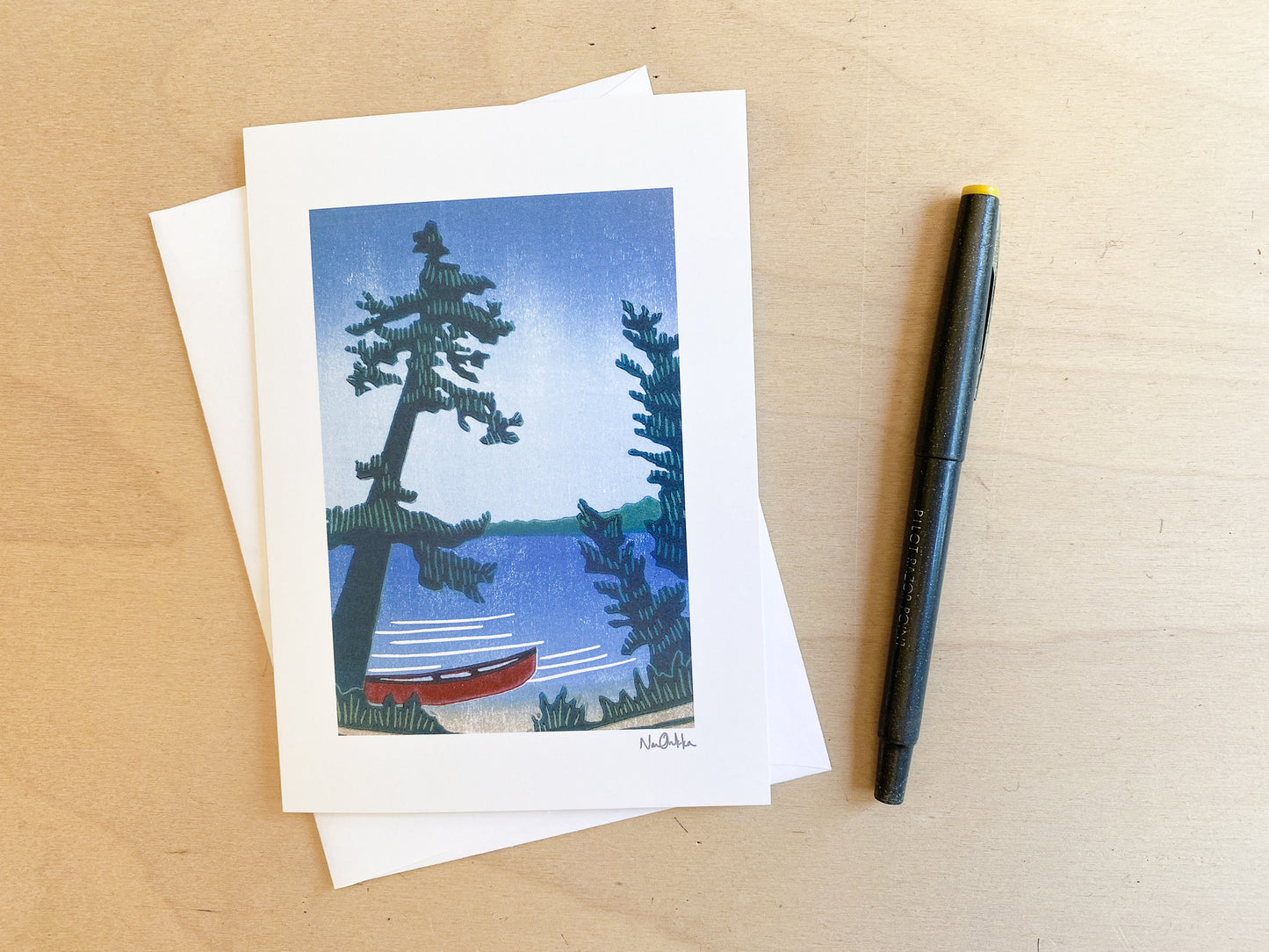 Red Canoe Greeting Card