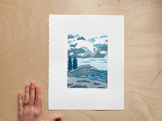 Rocky Point Woodcut Print