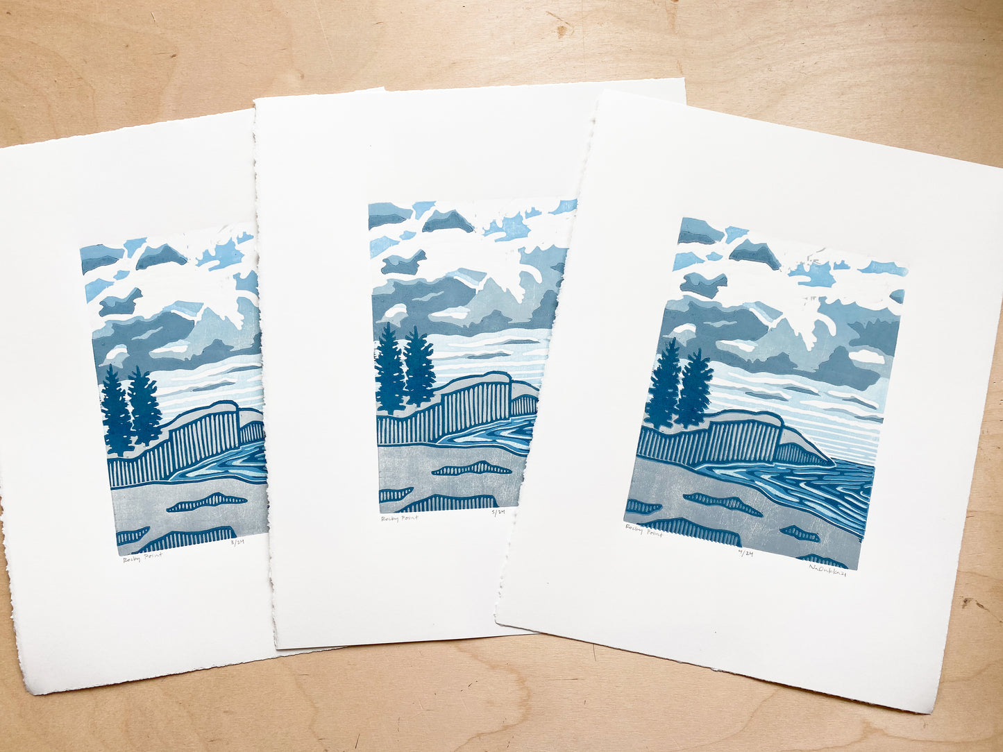 Rocky Point Woodcut Print