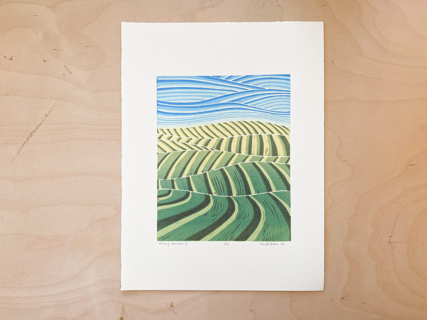 Rolling Horizon Series Woodcut Print