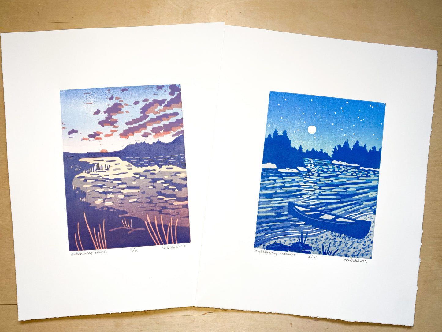 Backcountry Moonrise Woodcut Print