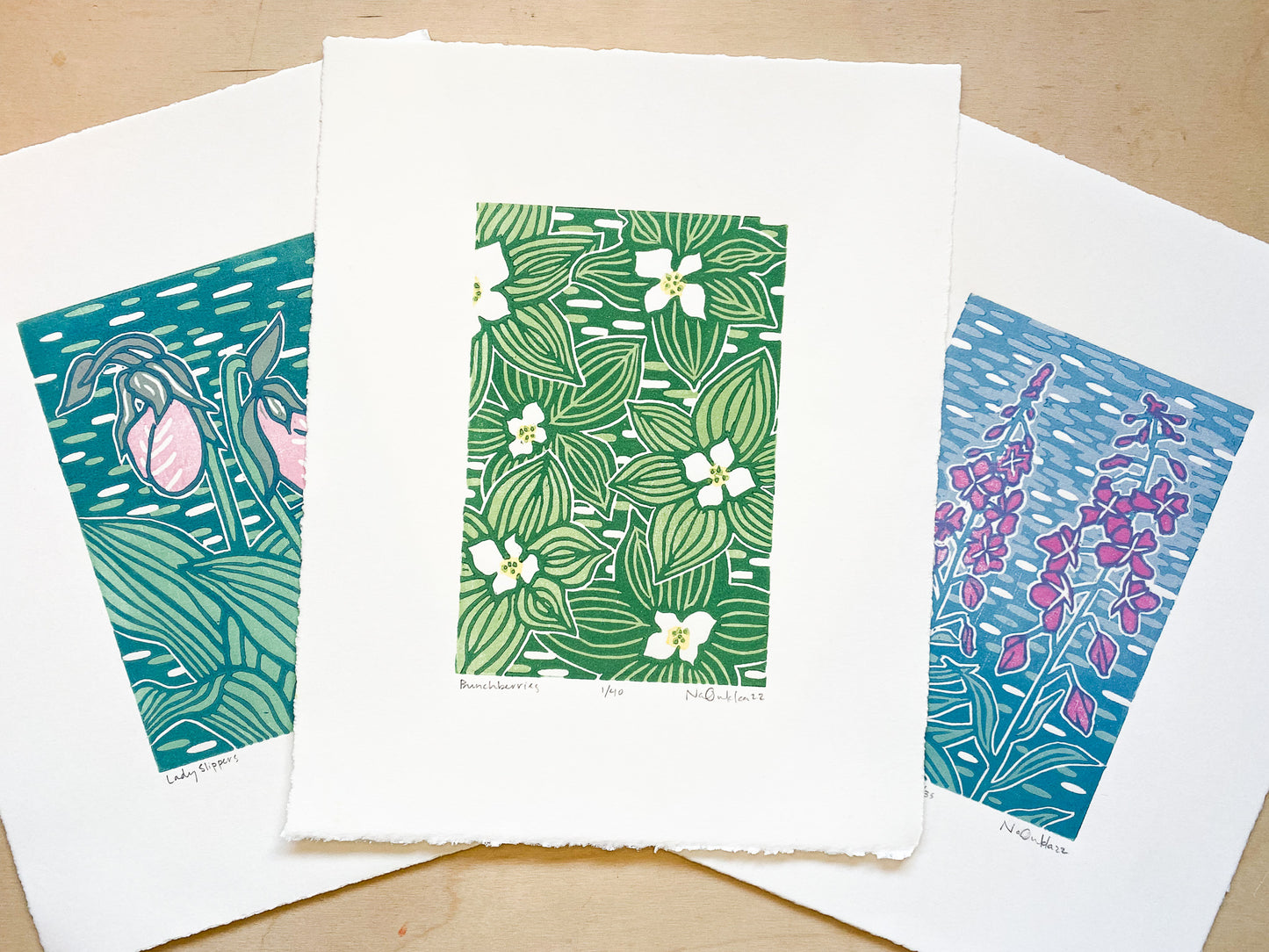 Bunchberries Woodcut Print