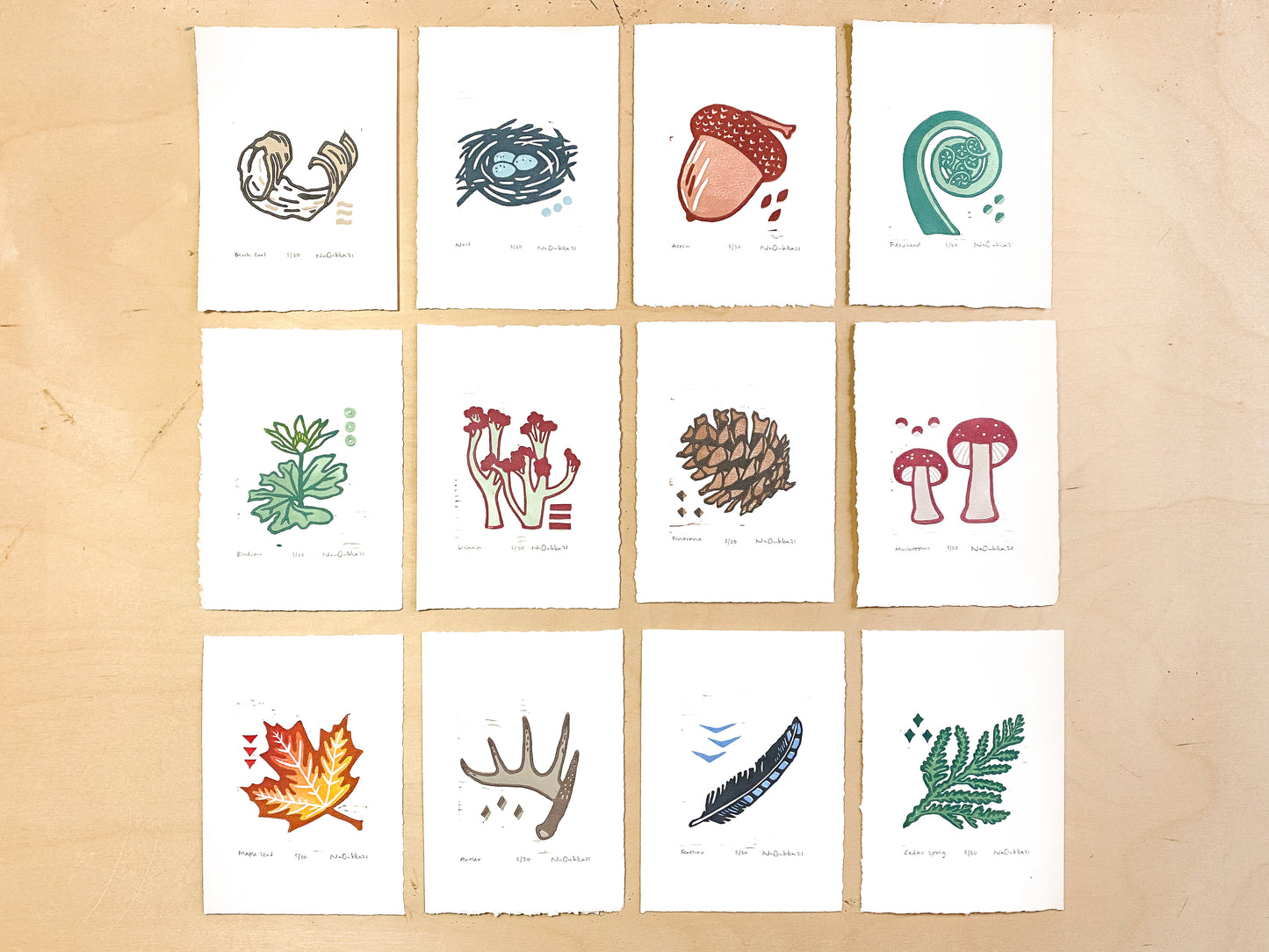 Feather Woodcut Print