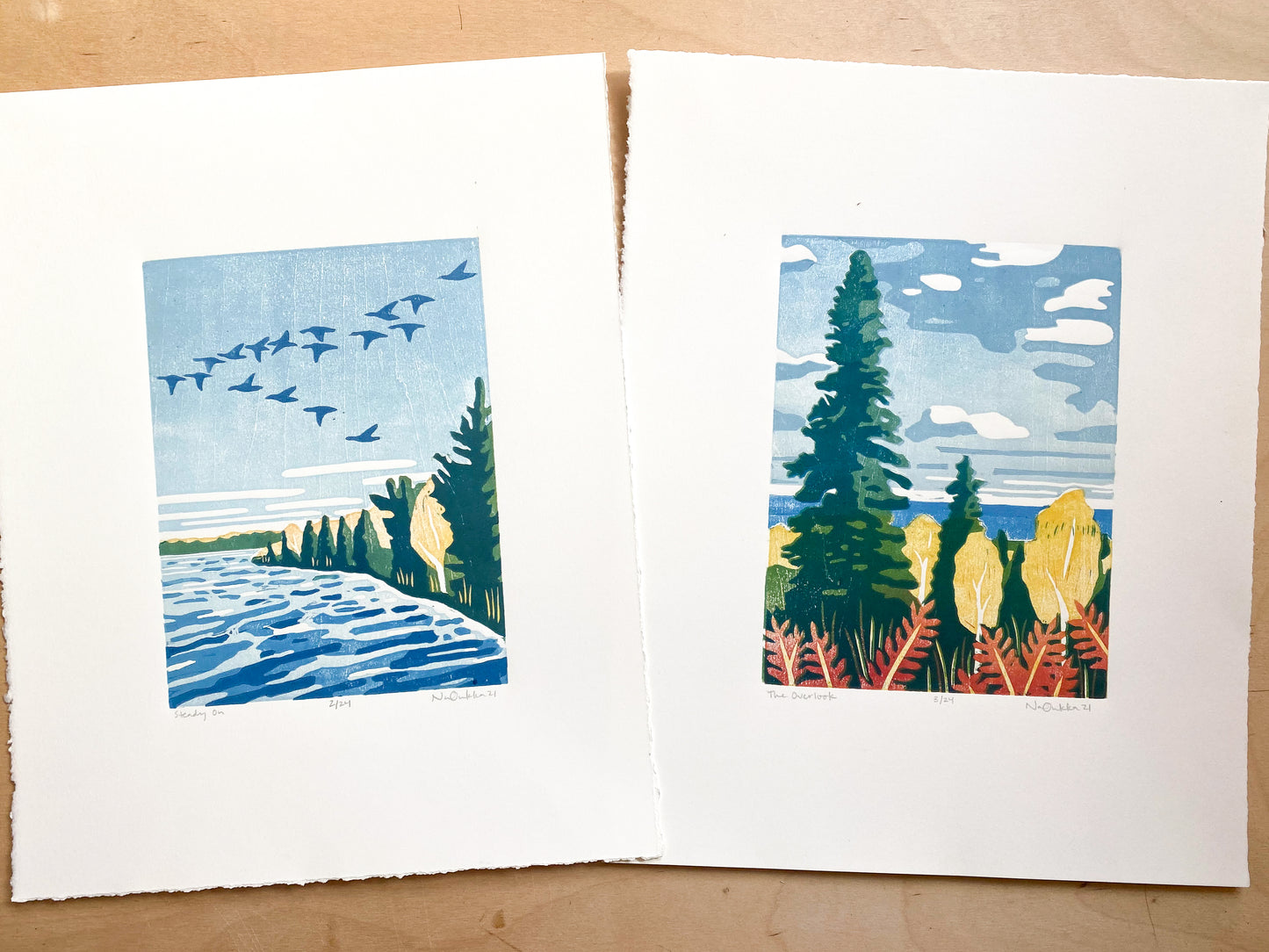 Steady On Woodcut Print