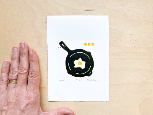Skillet Woodcut Print