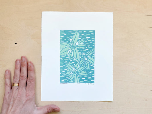 Starflowers Woodcut Print