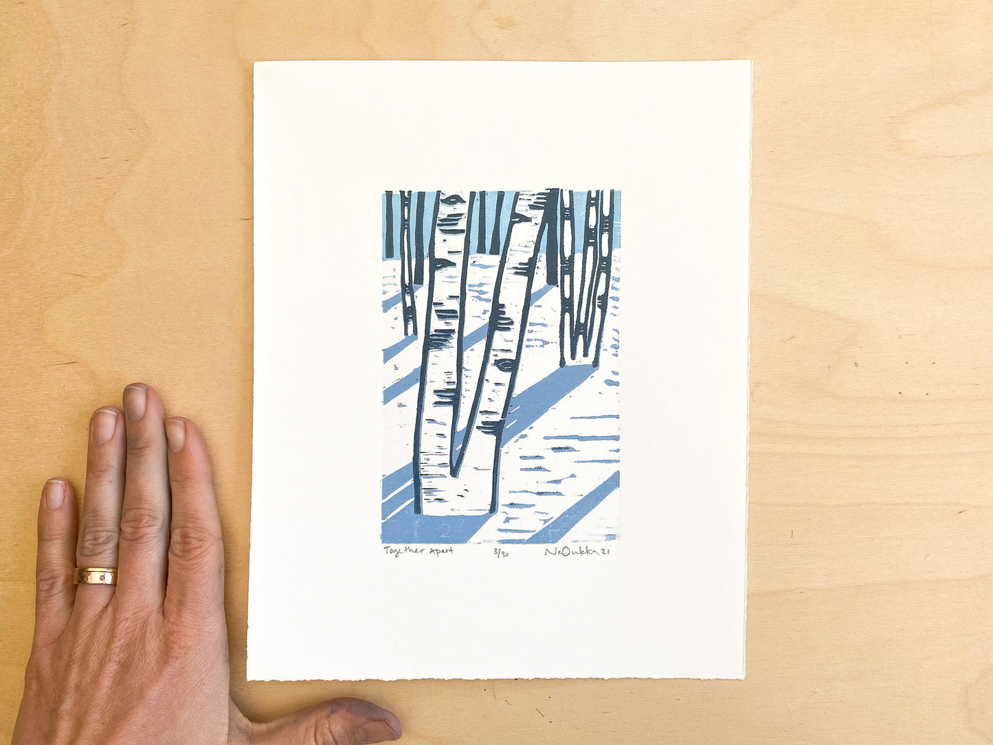 Together Apart Woodcut Print