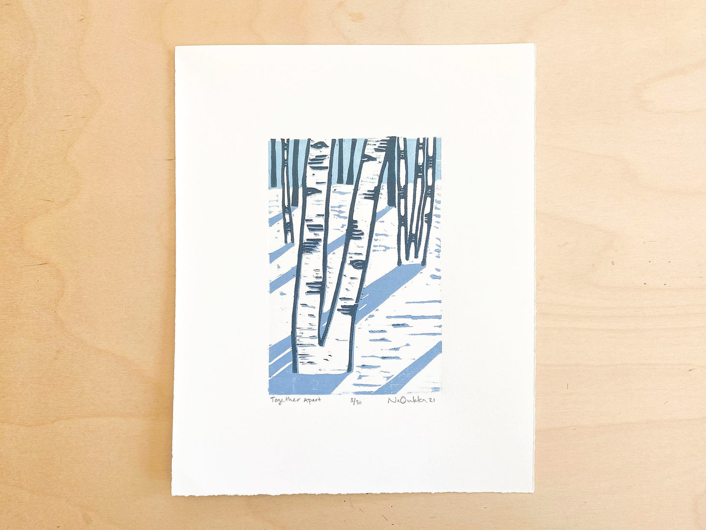 Together Apart Woodcut Print