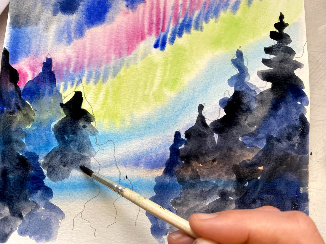 Free Winter Watercolor Lessons for Kids