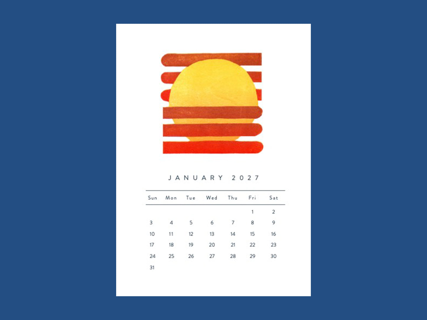 2027 Desktop Calendar