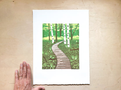 A Path Forward Woodcut Print