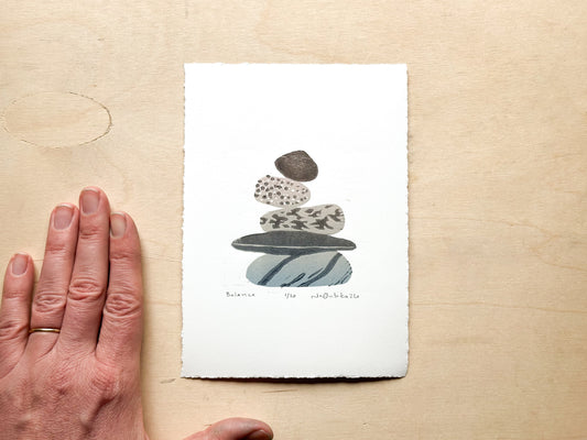 Balance Woodcut Print