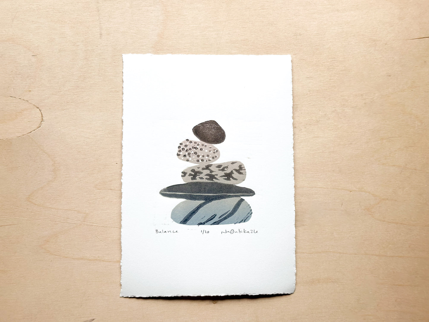 Balance Woodcut Print