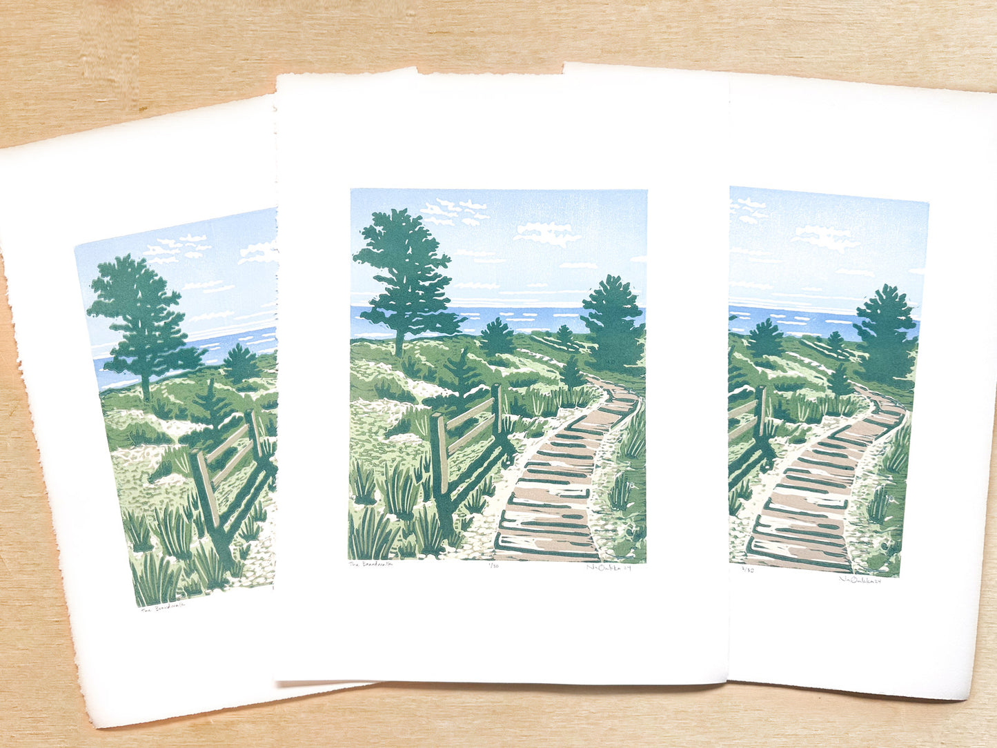 The Boardwalk Woodcut Print