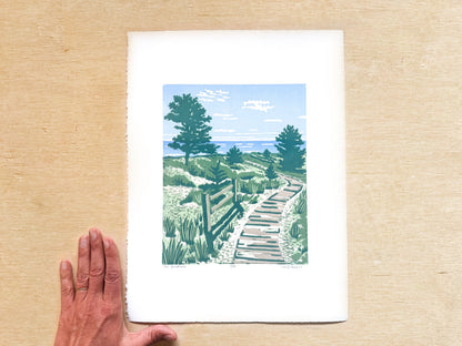 The Boardwalk Woodcut Print