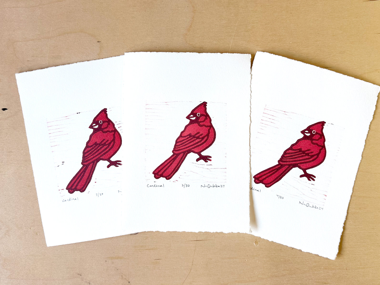 Cardinal Woodcut Print