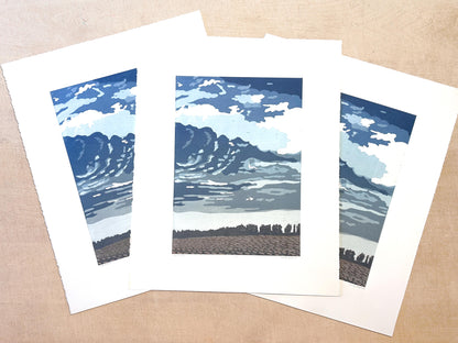Cold Front Woodcut Print