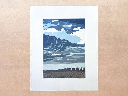 Cold Front Woodcut Print