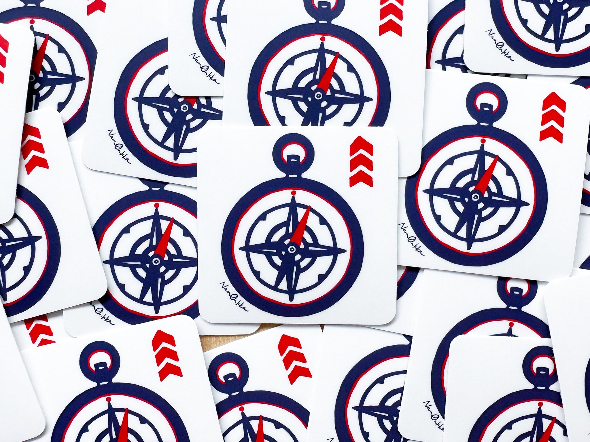 Compass Vinyl Sticker by Nan Onkka Prints