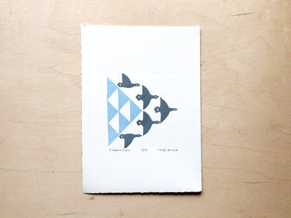 Cooperation Woodcut Print