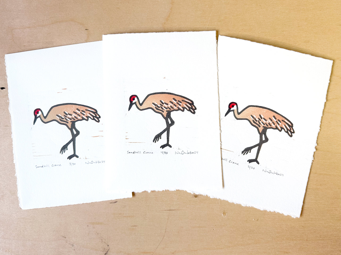 Sandhill Crane Woodcut Print