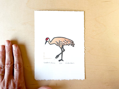 Sandhill Crane Woodcut Print