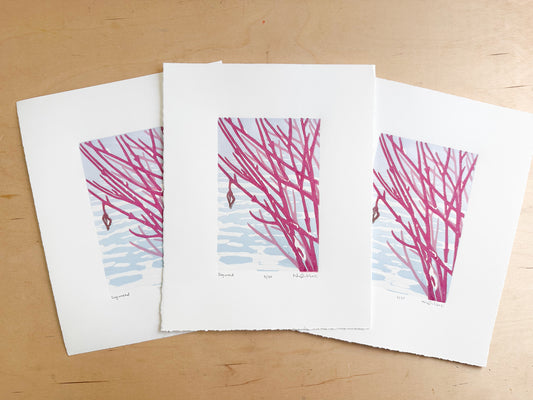 Dogwood Woodcut Print
