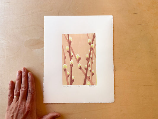 Early Spring Woodcut Print