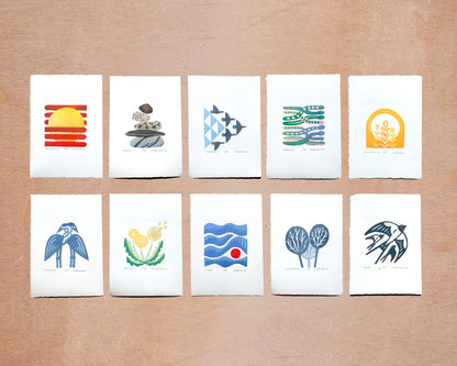 Cooperation Woodcut Print