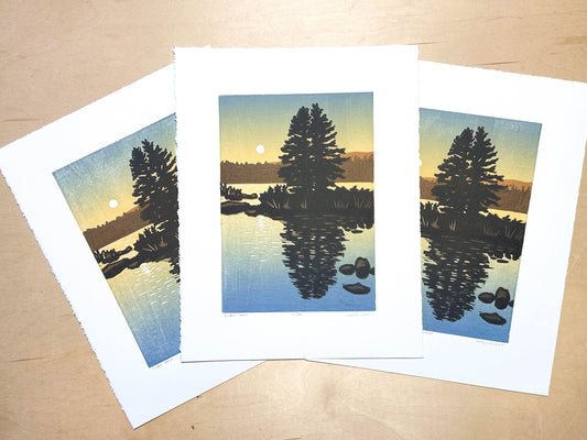 Golden Hour Woodcut Print