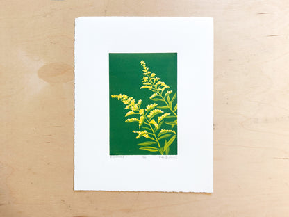 Goldenrod Woodcut Print