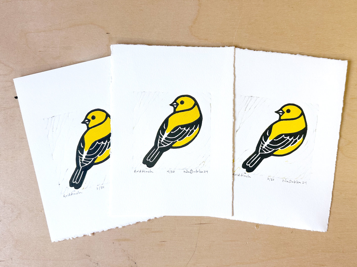 Goldfinch Woodcut Print