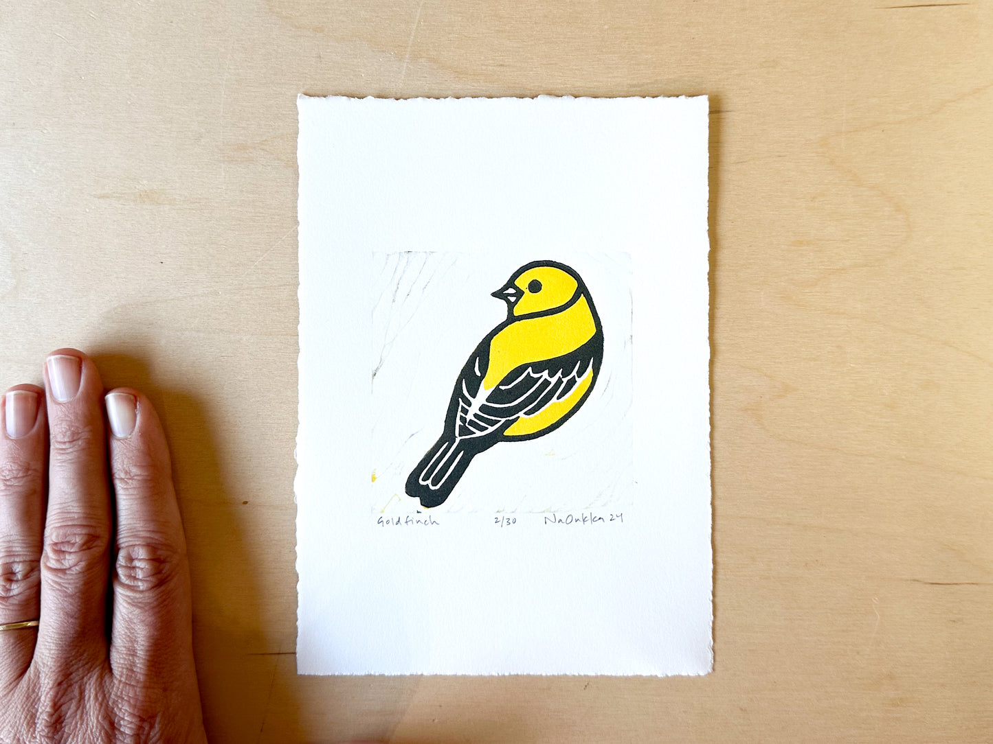 Goldfinch Woodcut Print