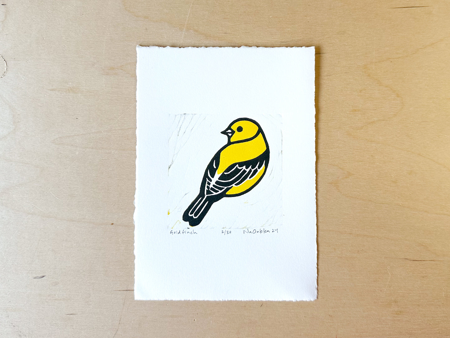 Goldfinch Woodcut Print