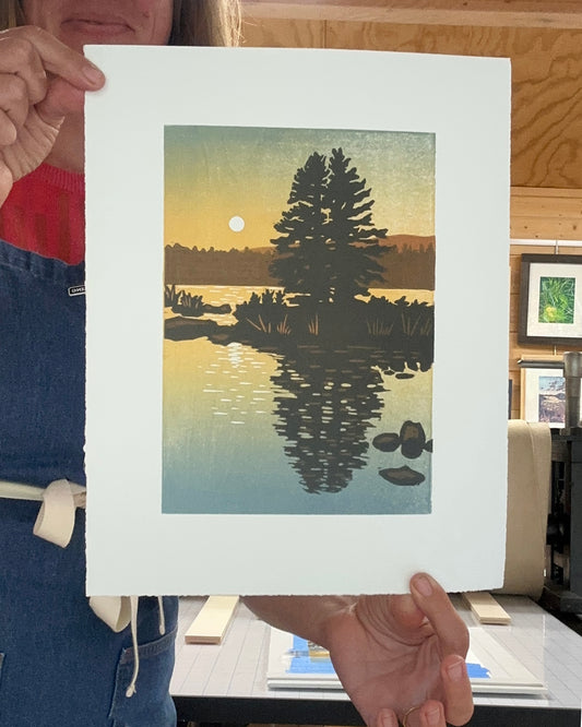 Golden Hour Woodcut Print