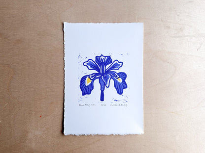Blue Flag Iris Woodcut Print