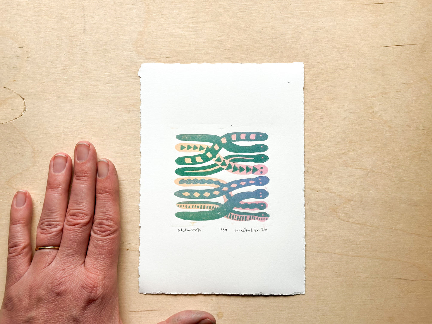 Network Woodcut Print