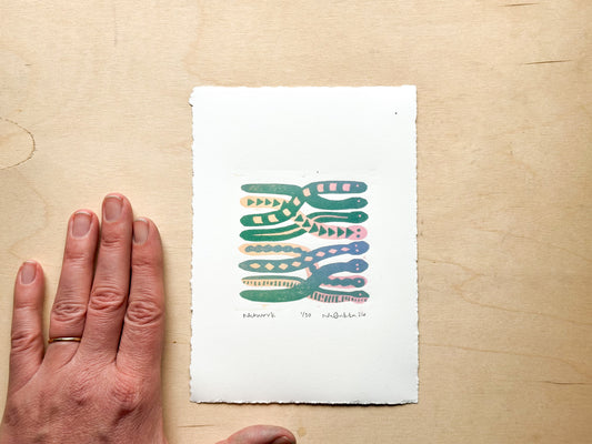 Network Woodcut Print
