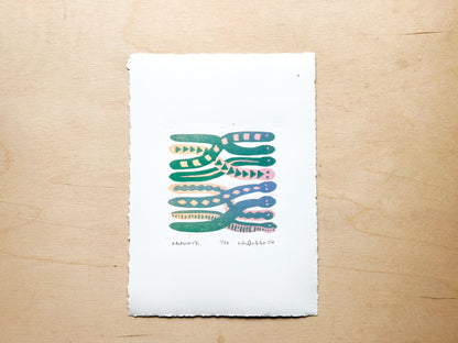 Network Woodcut Print