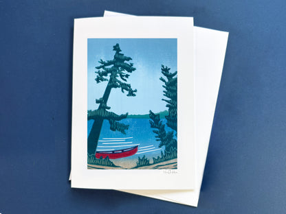 Red Canoe Greeting Card