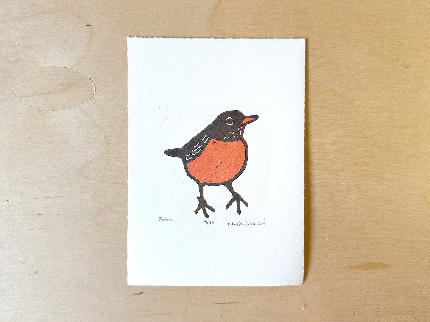 Robin Woodcut Print