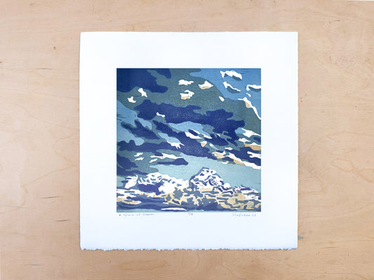 A Splash of Cream Woodcut Print