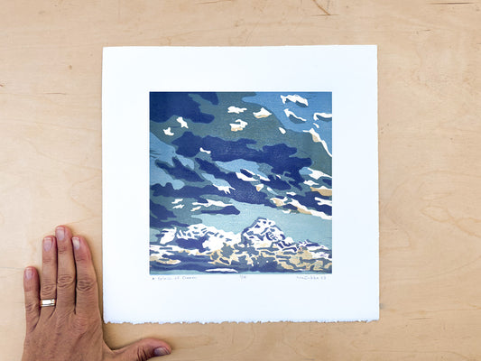 A Splash of Cream Woodcut Print