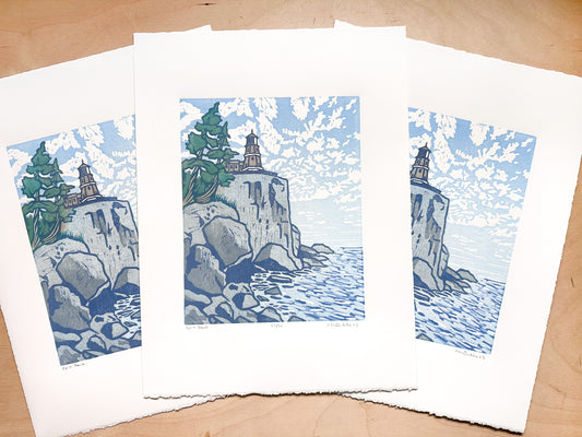 Split Rock Woodcut Print