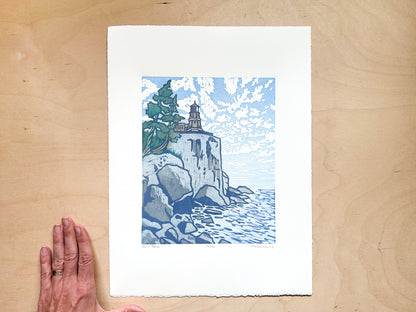 Split Rock Woodcut Print