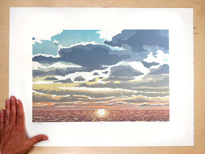 Transcendence Woodcut Print