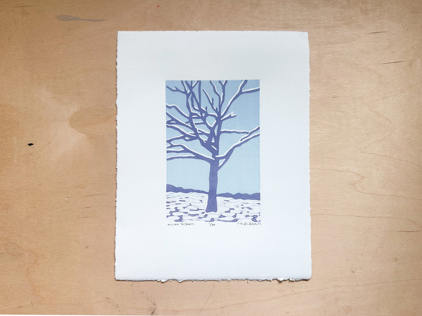 Winter Stillness Woodcut Print