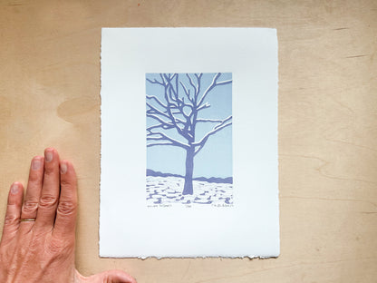 Winter Stillness Woodcut Print