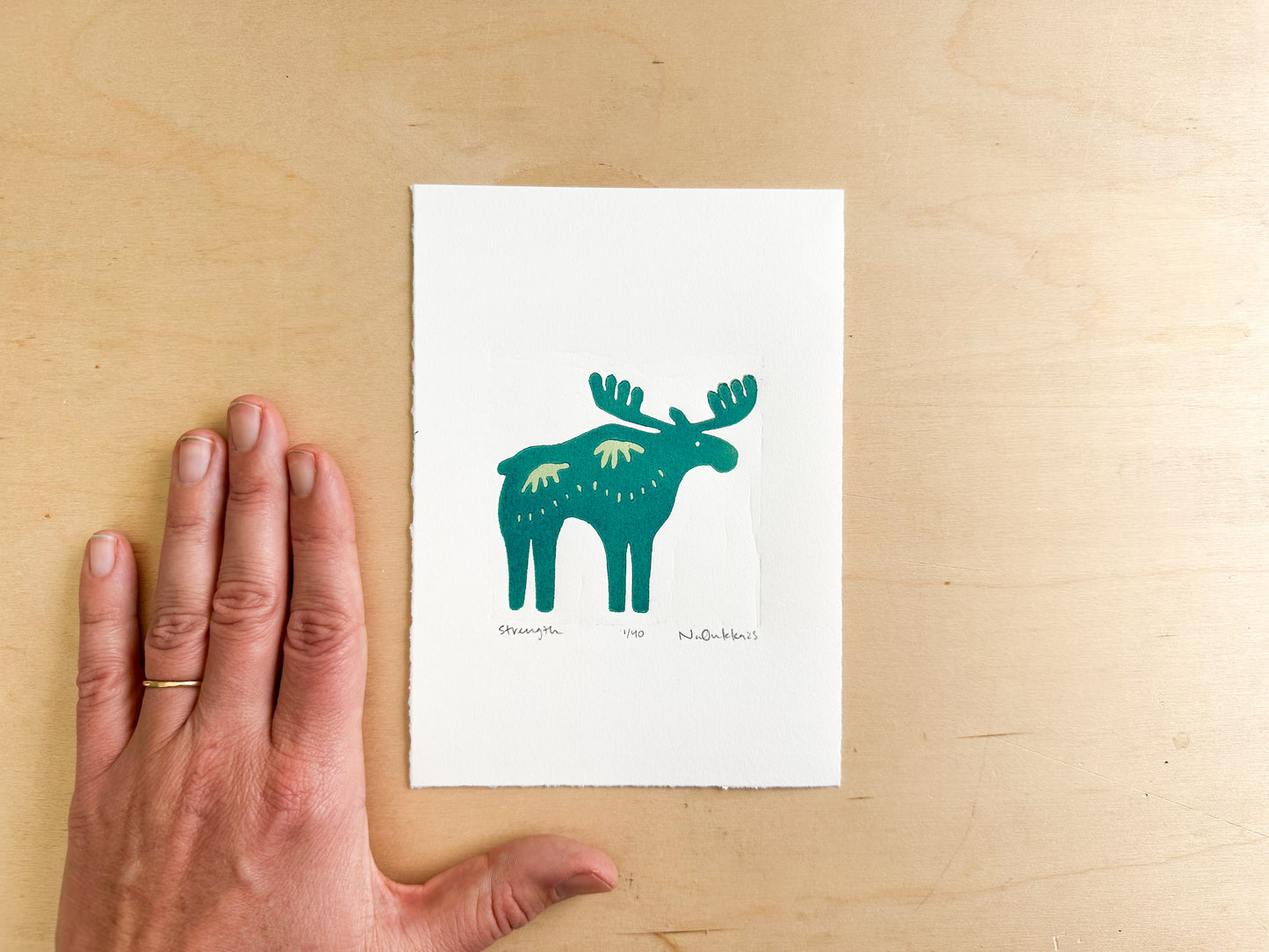 Strength Woodcut Print