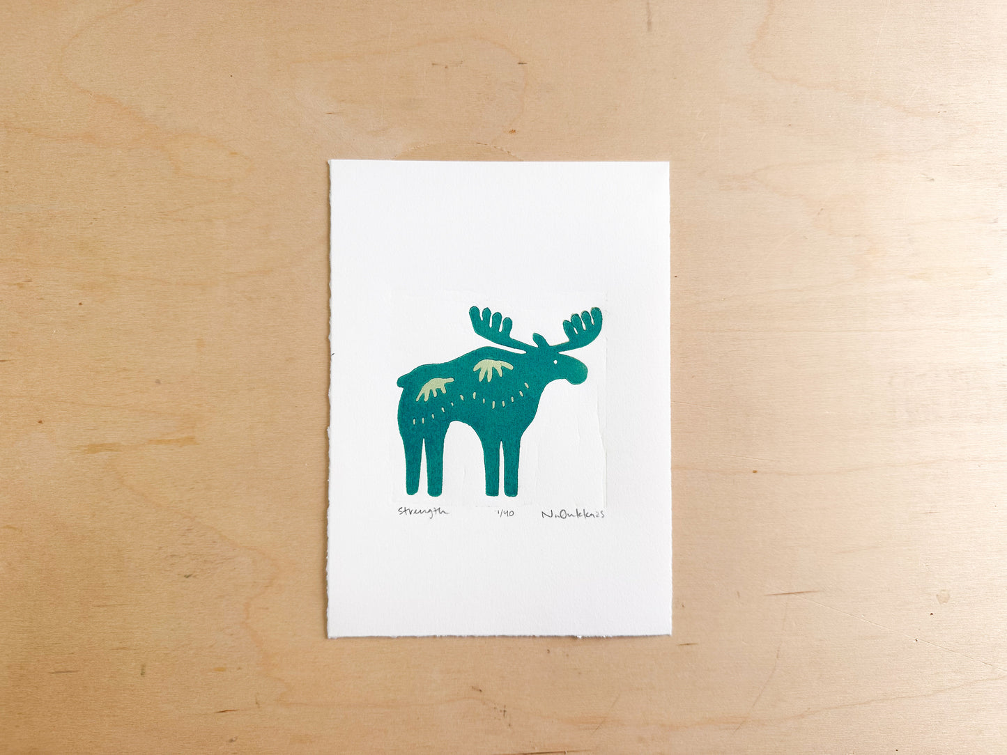 Strength Woodcut Print